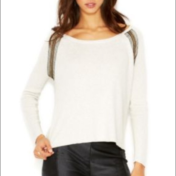Rachel Roy Embellished White Beige Sweater Small - Picture 2 of 4